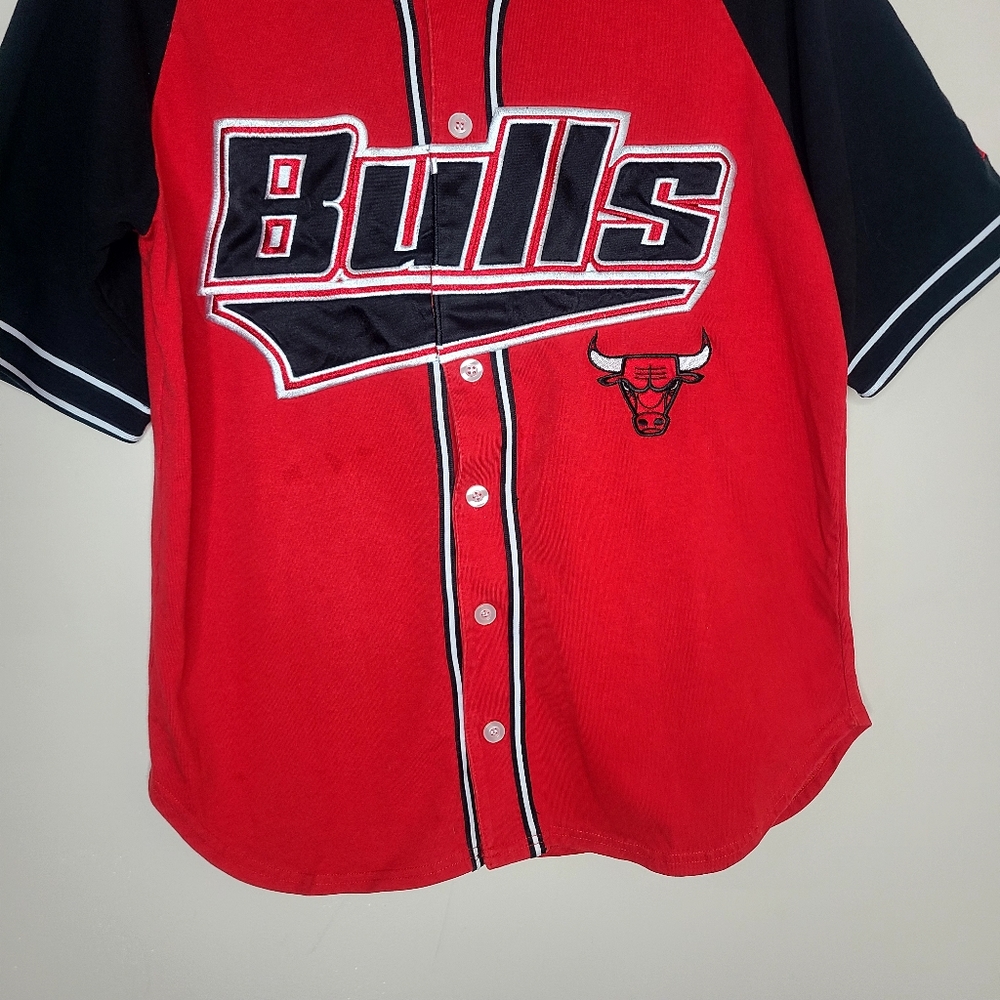VTG 90’s Starter NBA Chicago Bulls Short Sleeve Baseball Style Jersey Size M - Picture 3 of 6